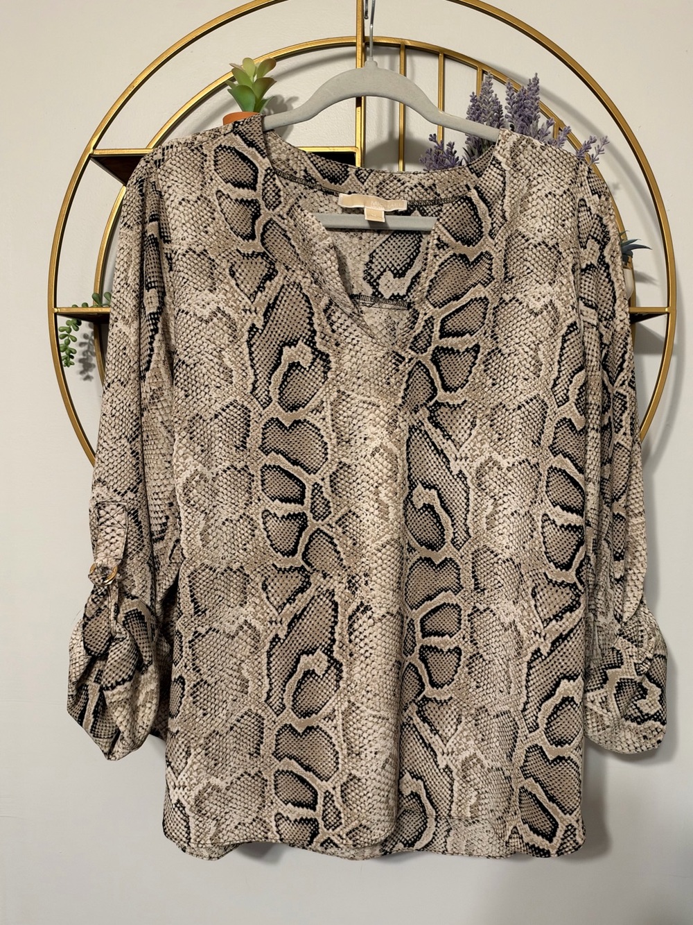 Michael Kors Snake Print V-Neck Women's Blouse